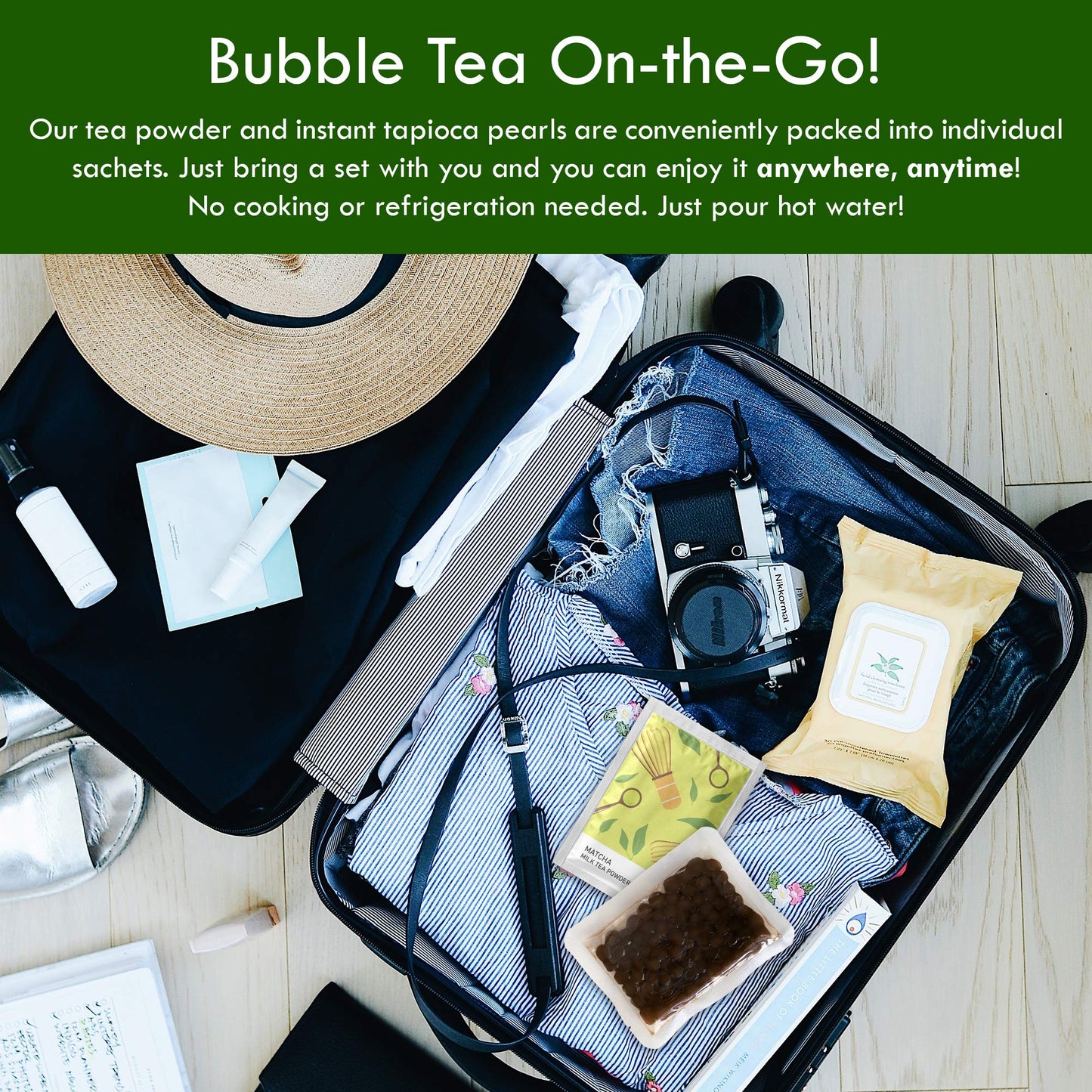 Bubble Boba Tea Kit with Instant Tapioca Pearls and Milk Tea Powders | Makes 8 Drinks | Assorted Classic Flavours include Classi