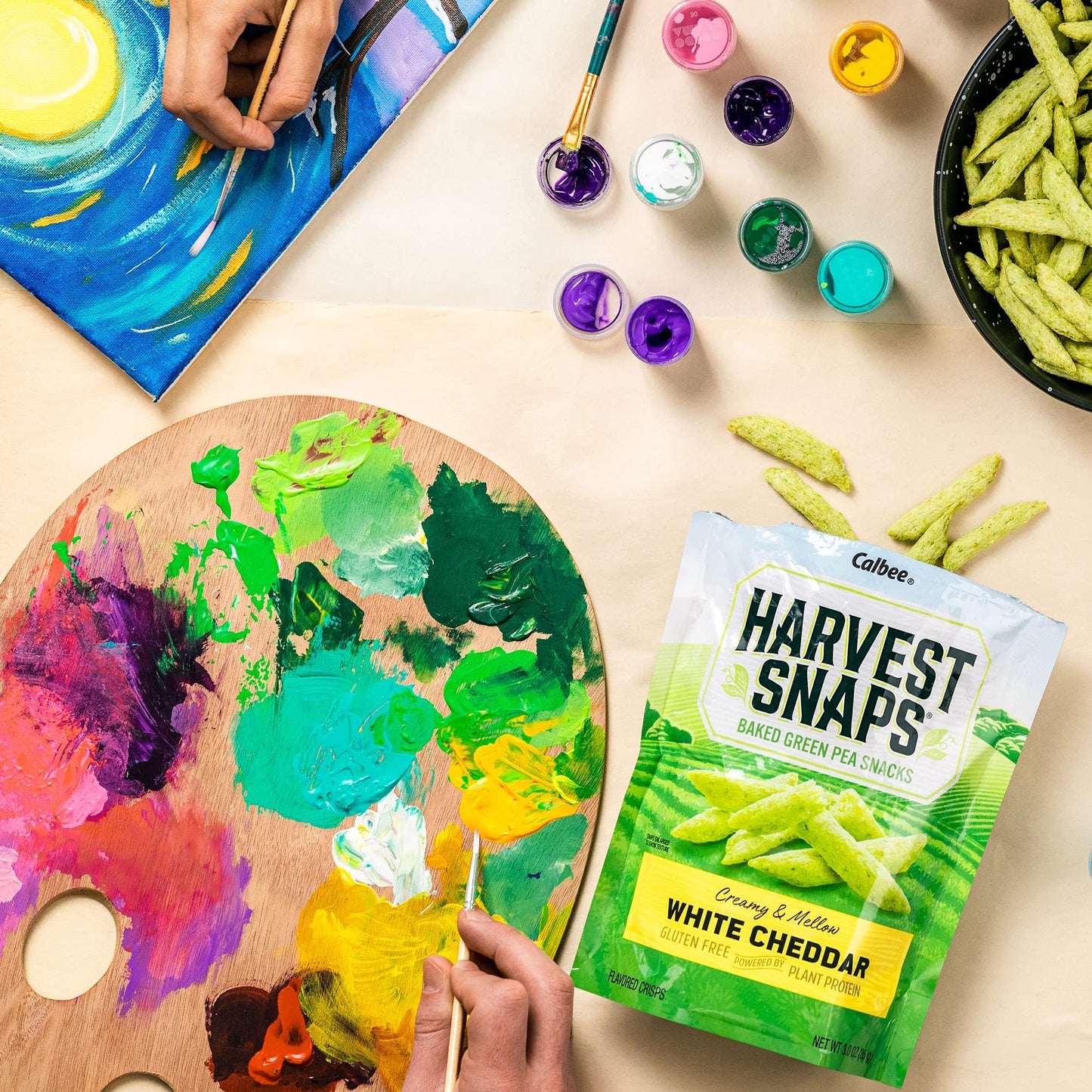 Harvest Snaps Veggie Chips (White Cheddar Snack Crisps) | Powered By Plant Protein, Gluten Free, Non-Gmo Baked Vegetable Crisps