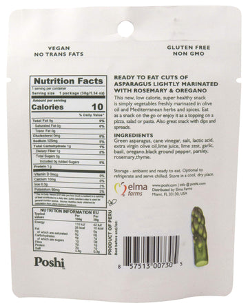 Poshi Marinated Snack Gluten Free Non-Gmo 1.34 Oz Each Asparagus (5-Pack)