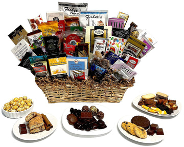 Hand-Crafted 43 Piece Customizable Chocolate Gift Basket Of Gourmet Chocolates, Cookies, And Crunches. Tasty Treats Selected For