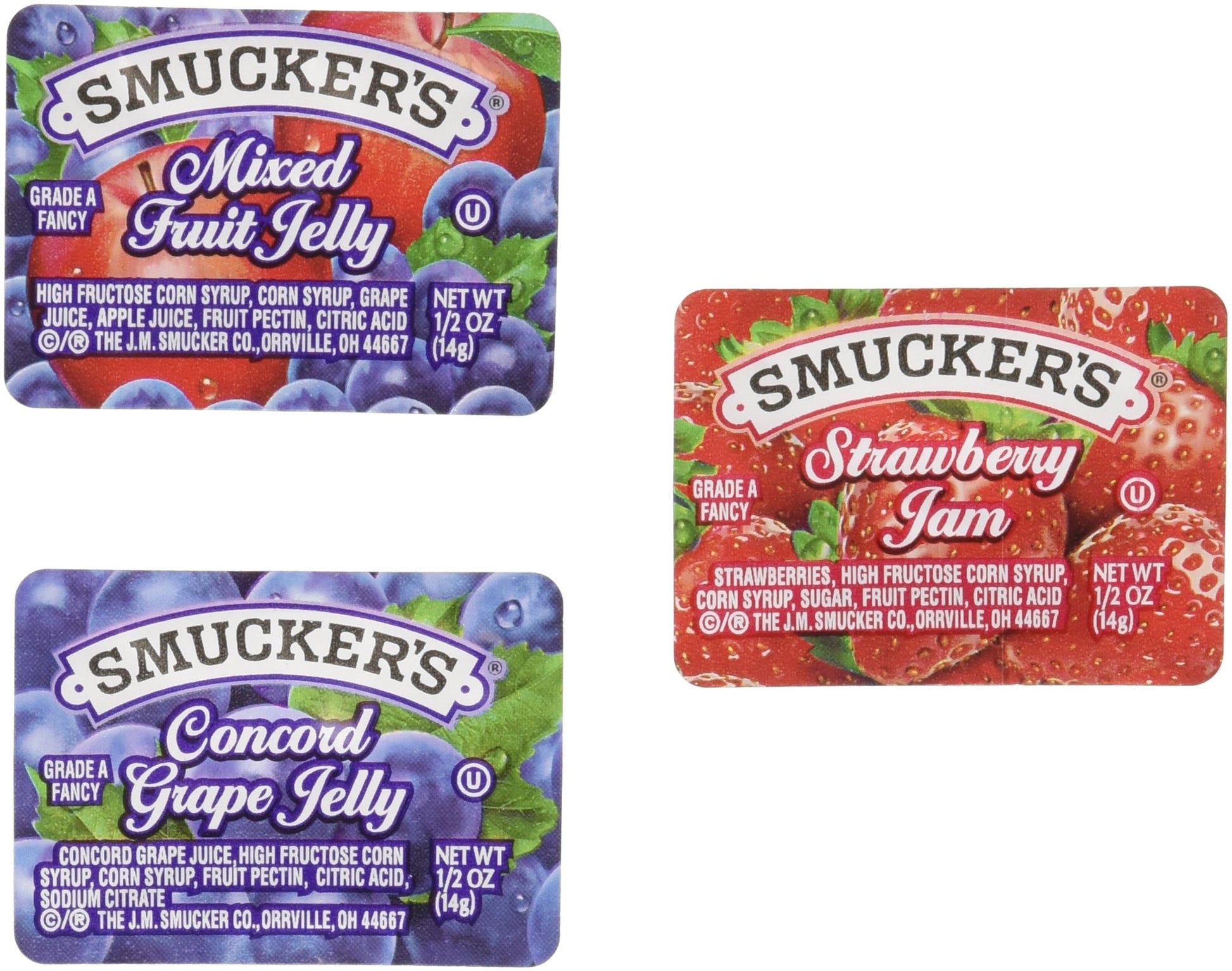 Smuckers Jelly Jam Assortment #4 (grape, strawberry, mixed fruit) - 200 case