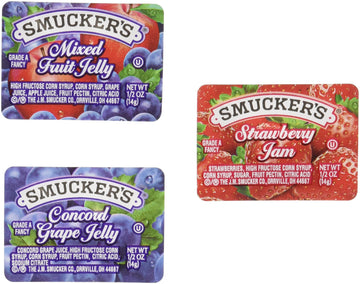 Smuckers Jelly Jam Assortment #4 (grape, strawberry, mixed fruit) - 200 case