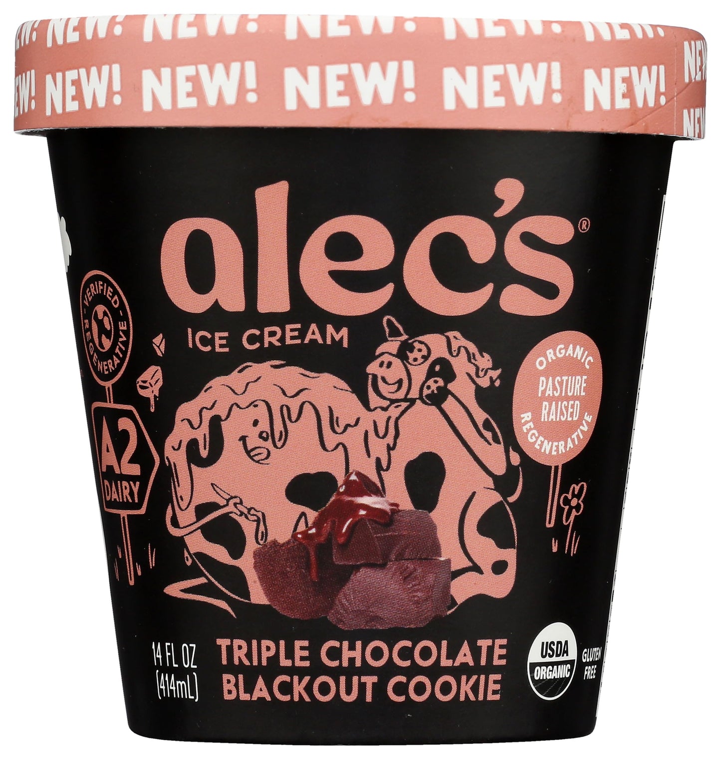 Alecs Triple Chocolate Blackout Cookie Organic Ice Cream