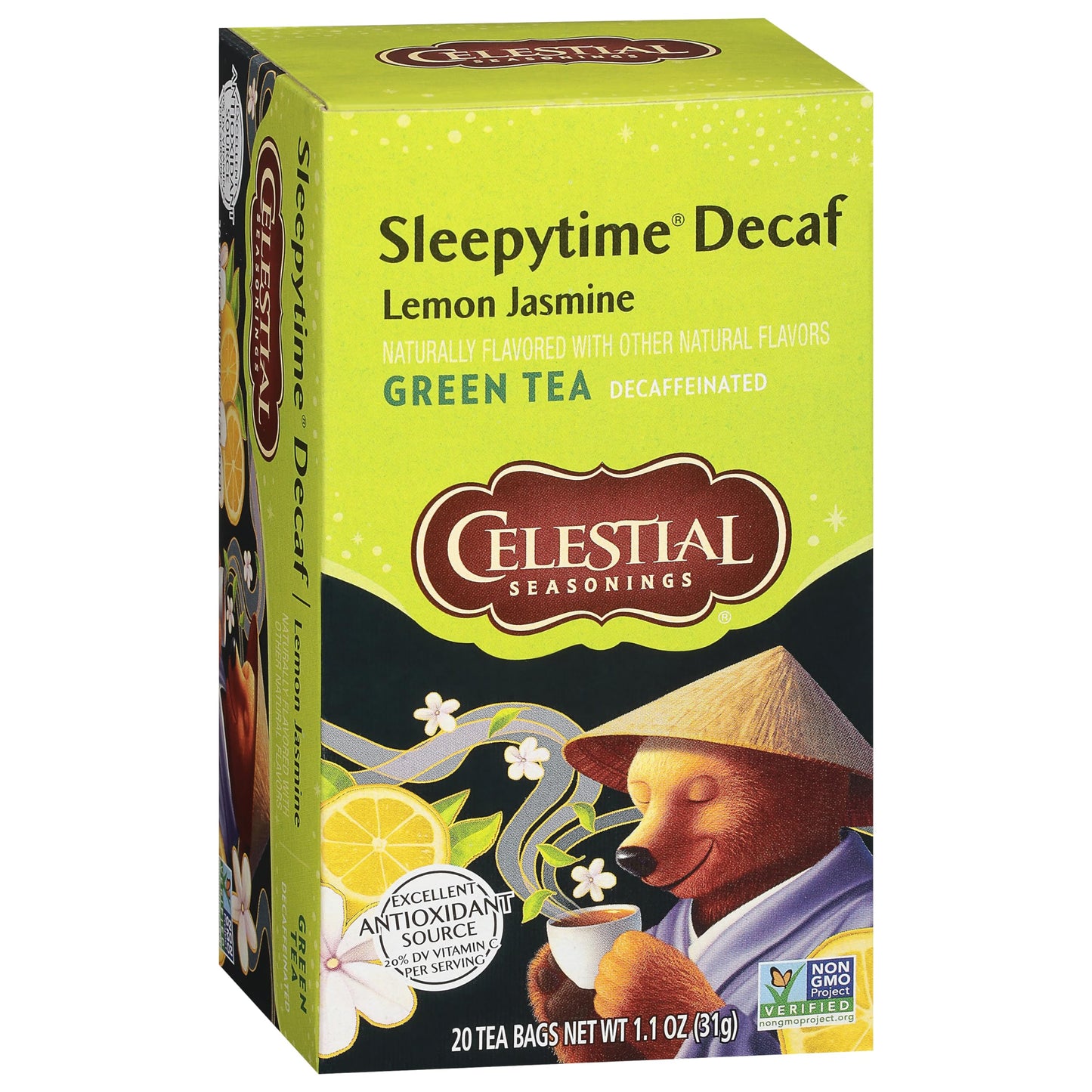 Celestial Seasonings Green Tea, Sleepytime Decaf Lemon Jasmine, Decaffeinated Sleep Tea, 20 Tea Bags (Pack Of 6) (Packaging May Vary)
