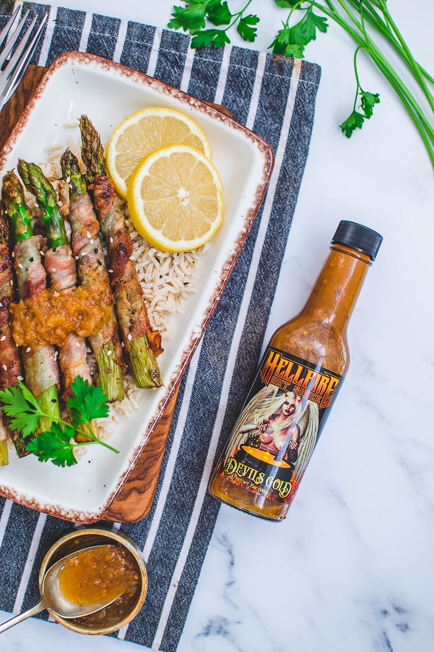 Hellfire Devil'S Gold Hot Sauce, Multi Award-Winning, Gourmet Fruit-Based Hot Sauce, Features Yellow Super Hot Peppers And Exoti