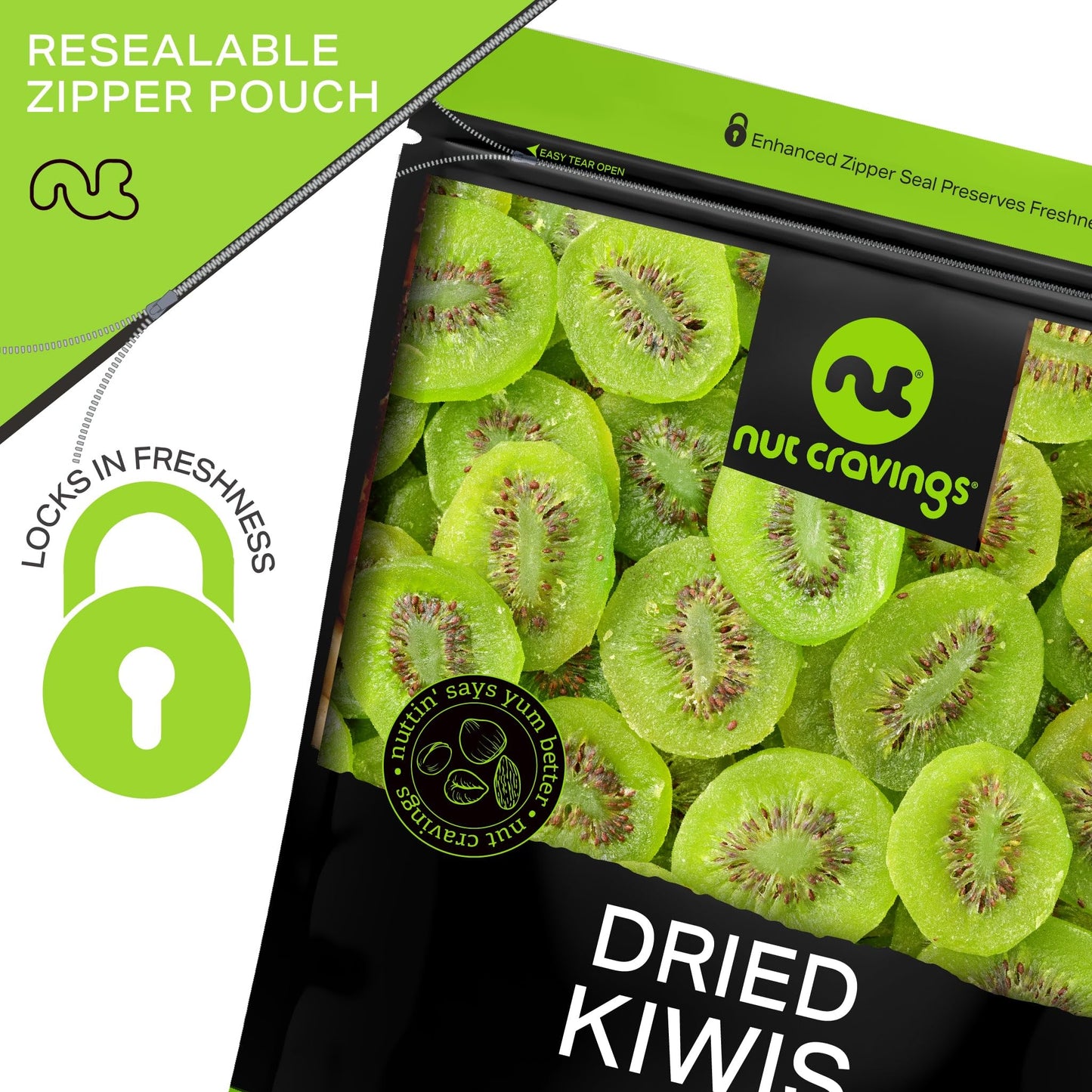 NUT CRAVINGS Dry Fruits - Sun Dried Kiwi Slices, (48oz - 3 LB, Bulk) Packed Fresh in Resealable Bag - Sweet Snack, Healthy Food,