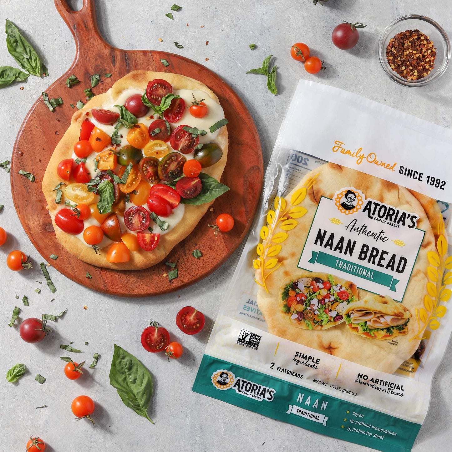Atoria'S Family Bakery Traditional Naan | Non-Gmo, Vegan (8 Pack, 16 Flatbreads Total) 8-Packs Of 2 Sheets (16 Sheets)