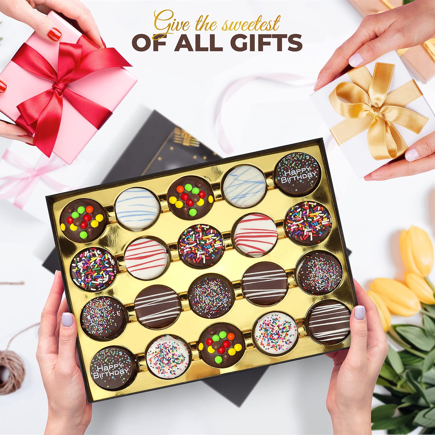 Chocolate Cookies Birthday Gift Basket For Men And Women - Gourmet Chocolate Happy Birthday Treats For Food Gifts, Elegant Gift