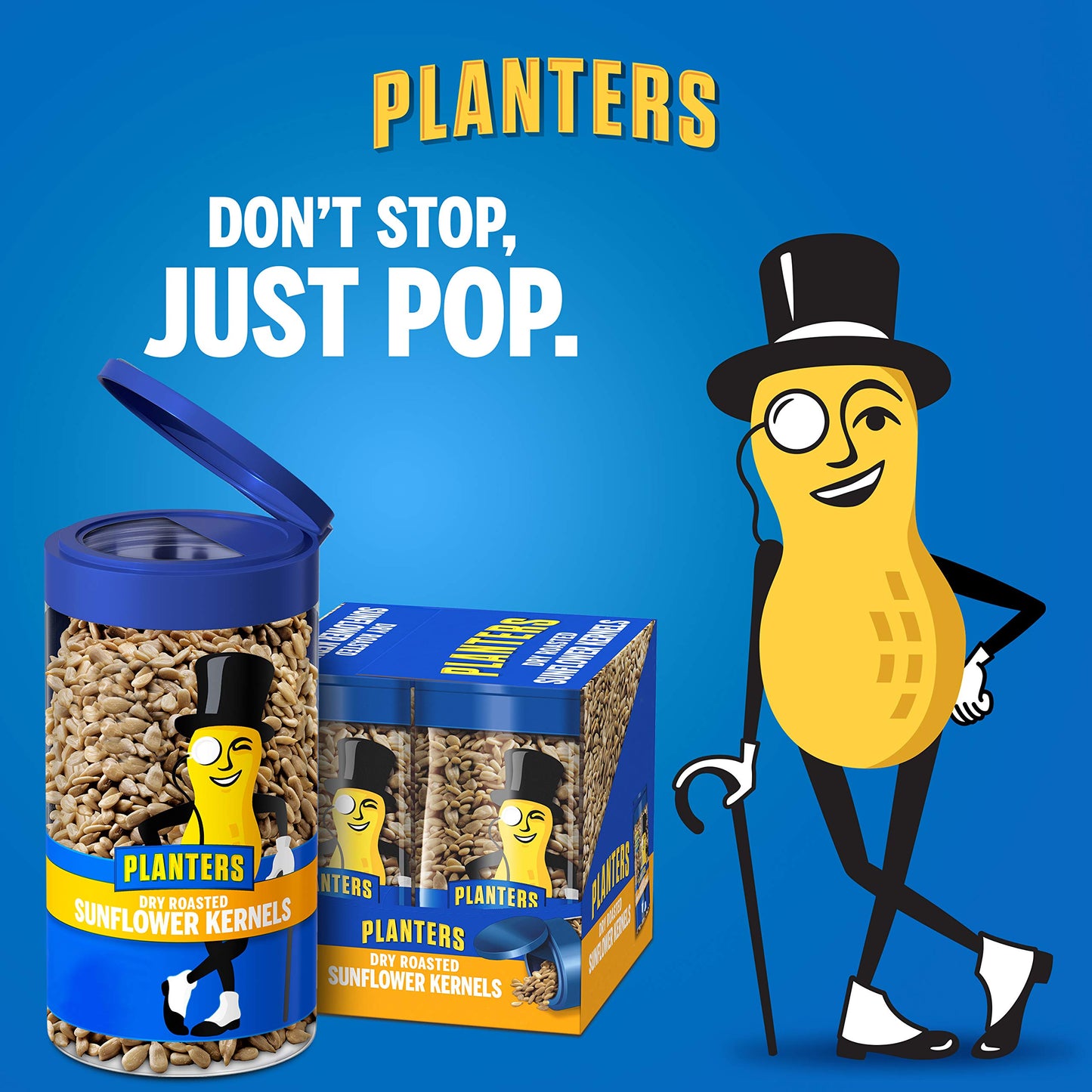 PLANTERS Pop & Pour Dry Roasted Sunflower Seeds, Road Trip Snack, Plant-Based Protein, Snacks on the Go, After School Snack, Spo