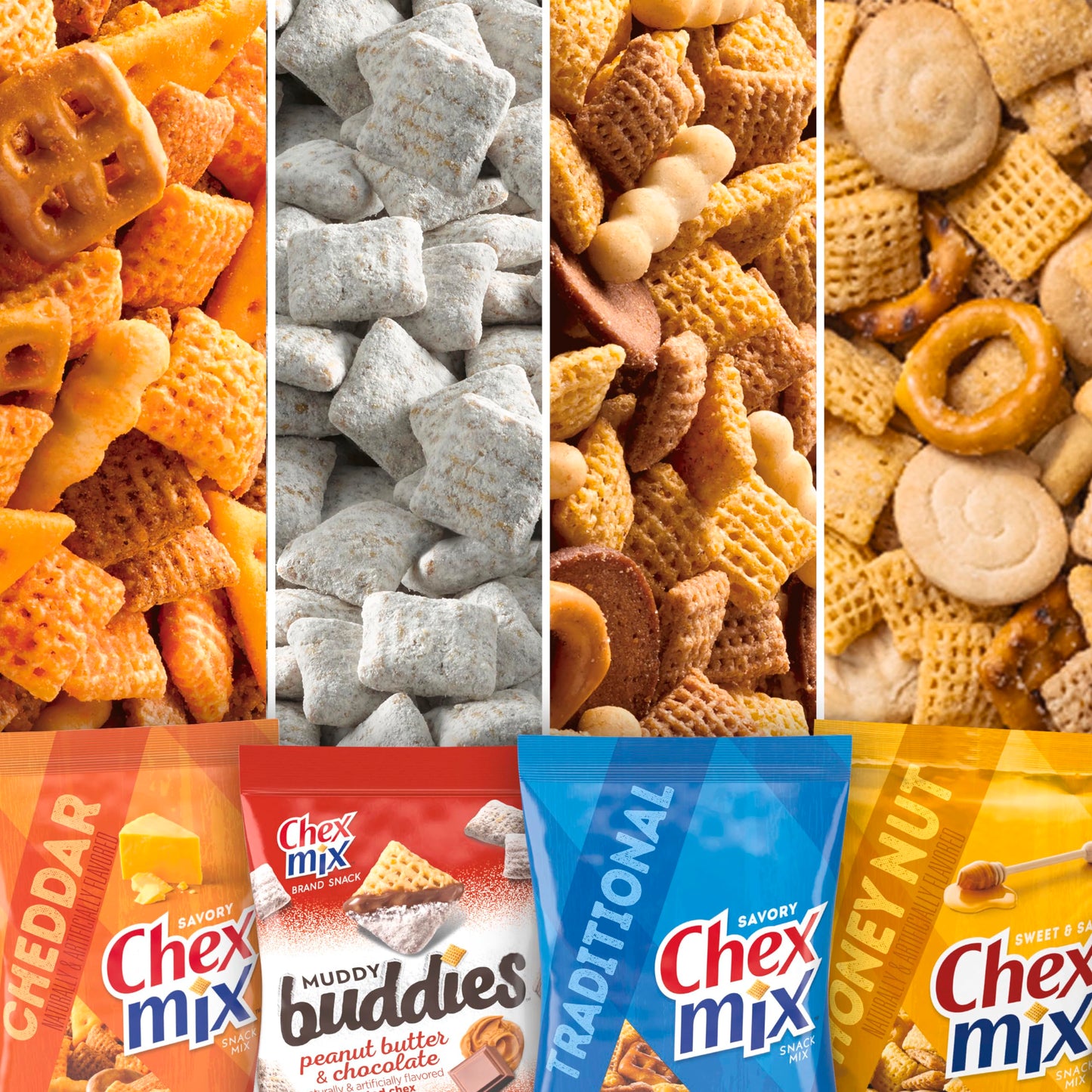 Sweet & Salty Snack Variety Pack, Muddy Buddies Peanut Butter & Chocolate, Chex Mix Traditional, Cheddar & Honey Nut, 35 Oz (20