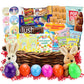 Easter Snack Brown Basket (50 Count) Filled with Treats, Candy, Peelable Gummies, Marshmallow Gummies, Bunny and More, Great Pac