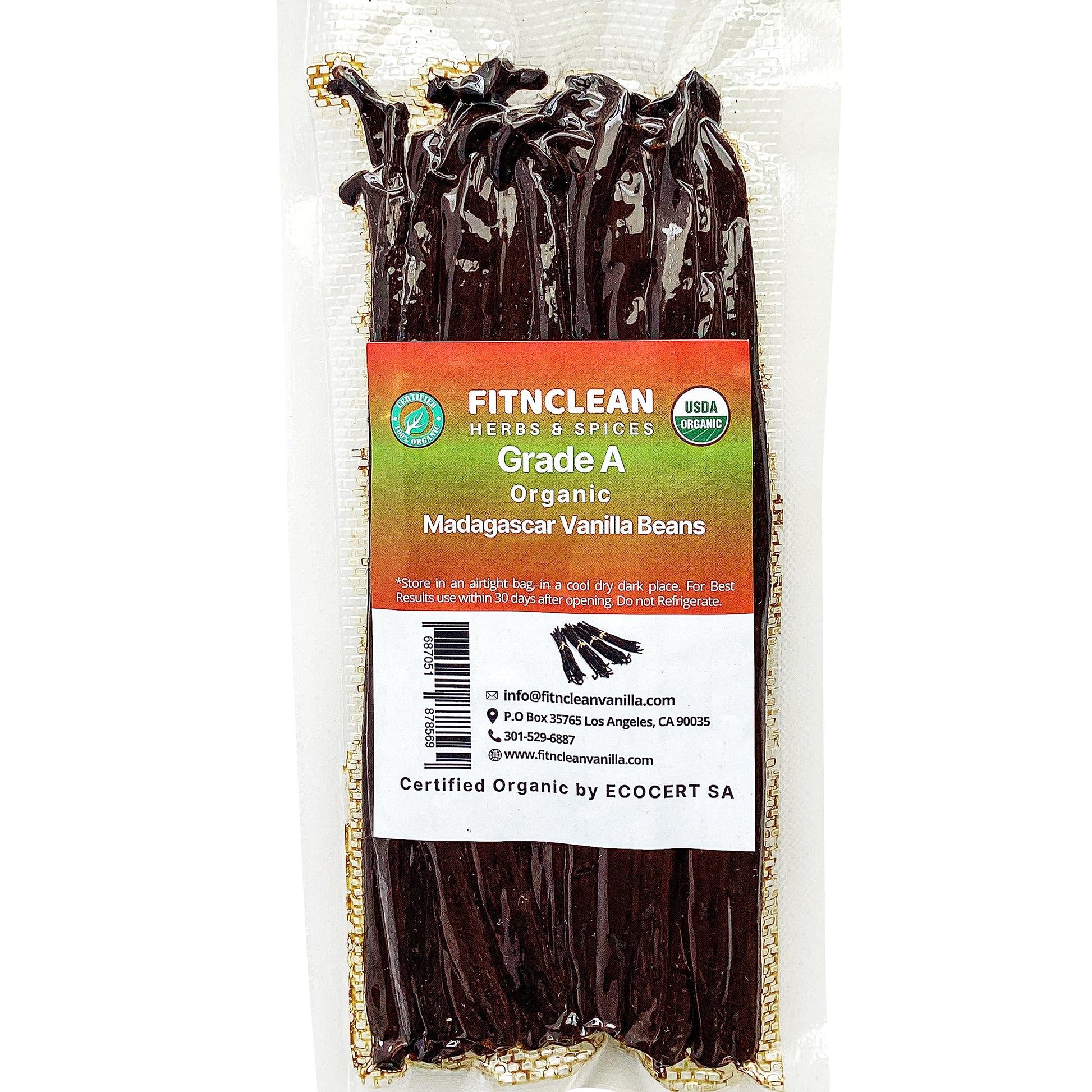 FITNCLEAN Vanilla Beans - 20 Madagascar Organic Grade A, 6 Non-GMO Pods for Baking and Cooking