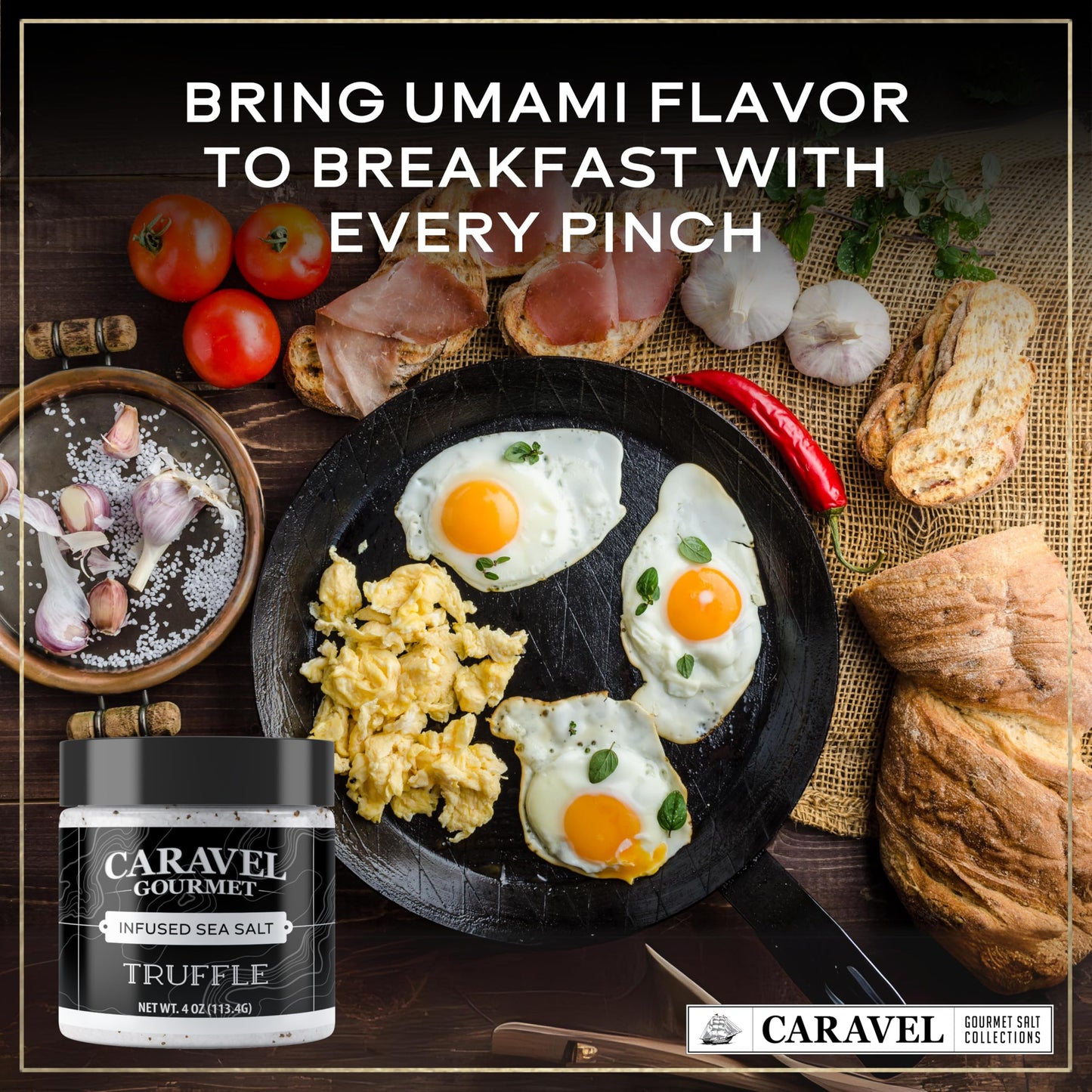Caravel Gourmet Truffle Sea Salt 4 oz Jar 3-Pack - White