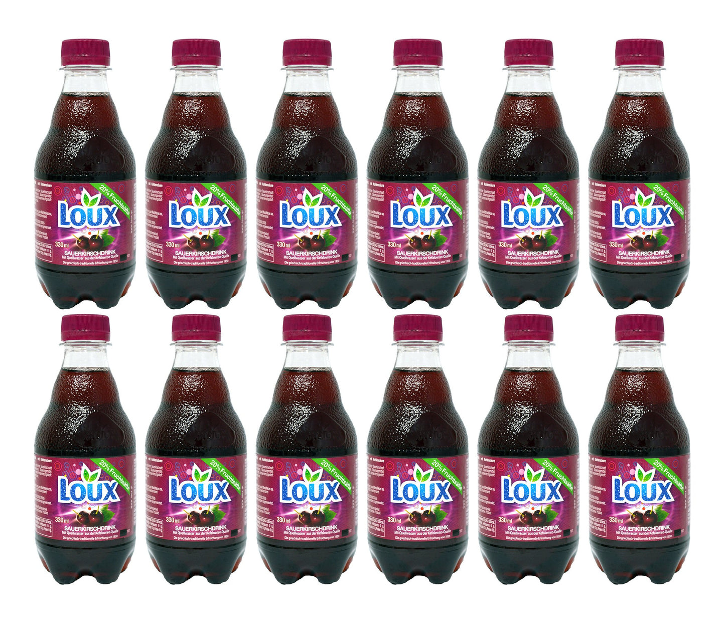 Loux | Greek Soft Drink | Sour Cherry | Pack of 12 | 330ml