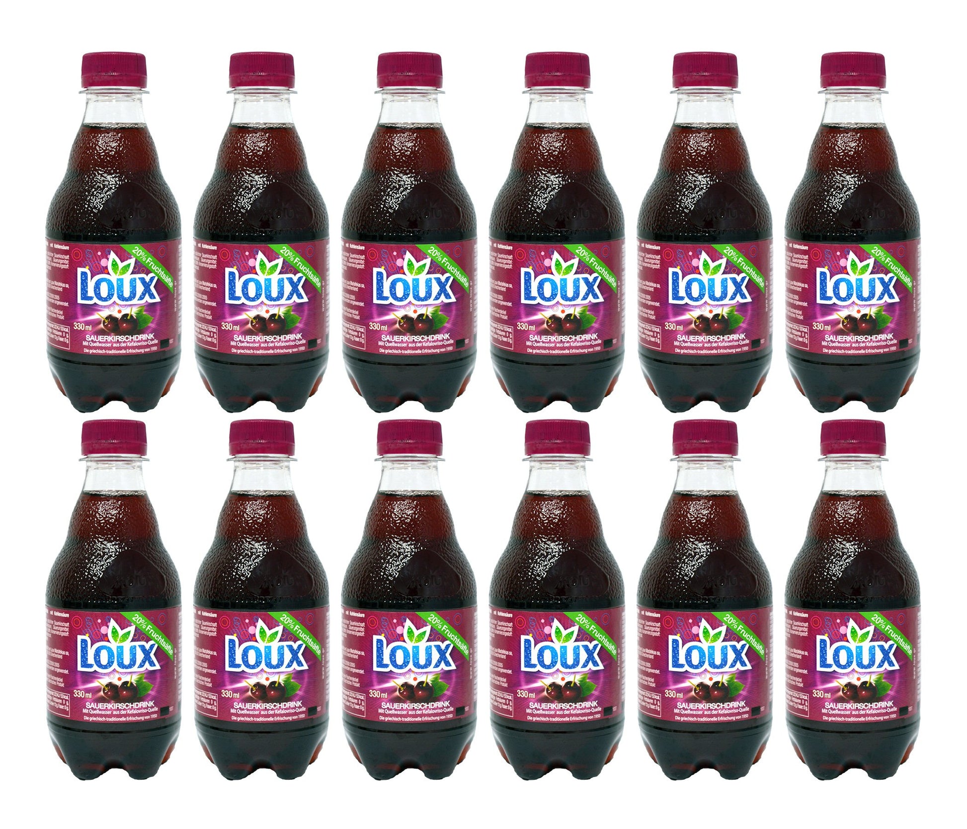 Loux | Greek Soft Drink | Sour Cherry | Pack of 12 | 330ml