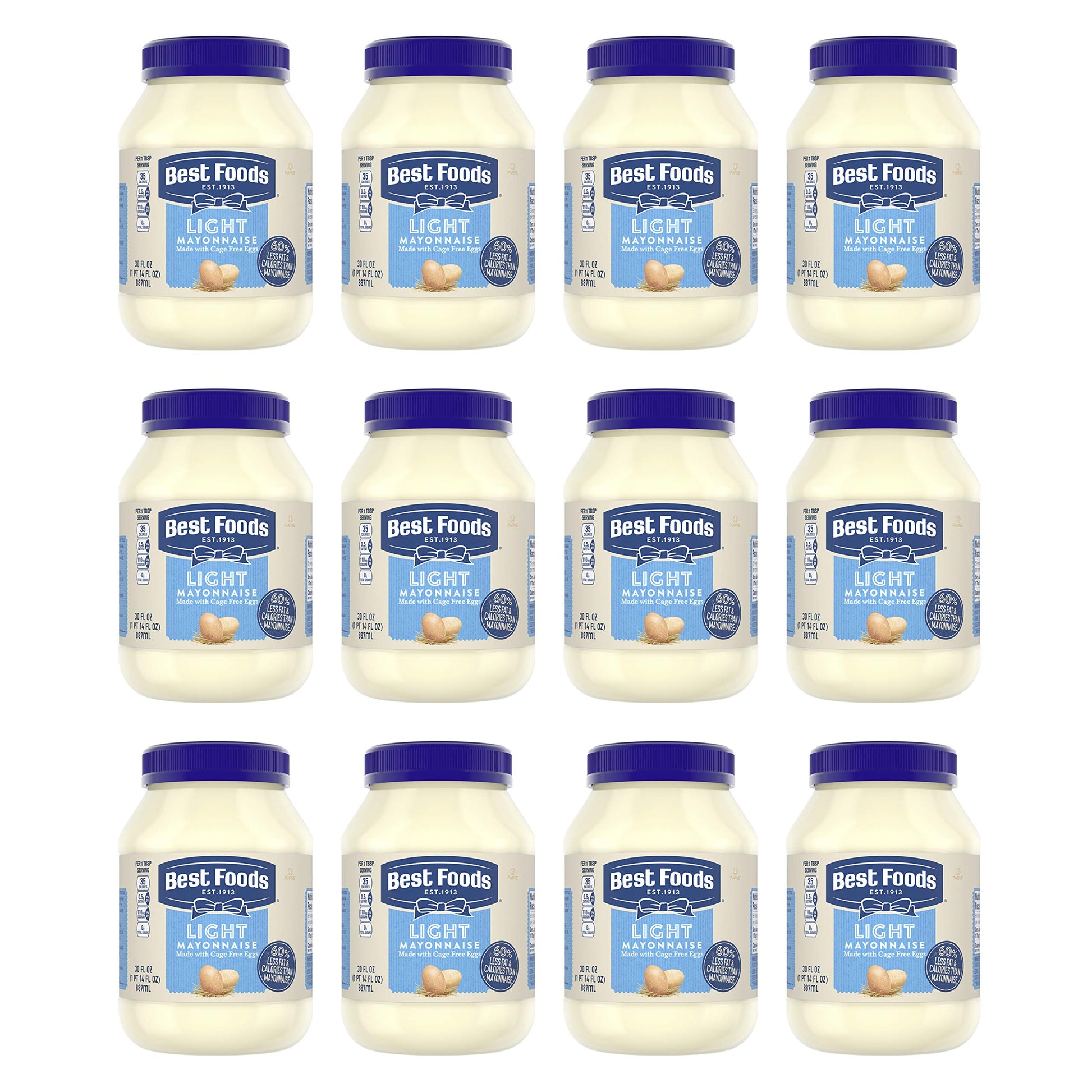 Best Foods Mayonnaise Light Mayo 30 oz, Pack of 12