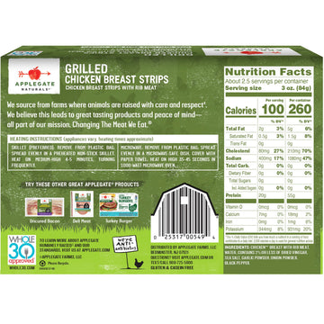 Applegate, Natural Grilled Chicken Breast Strips, 8oz