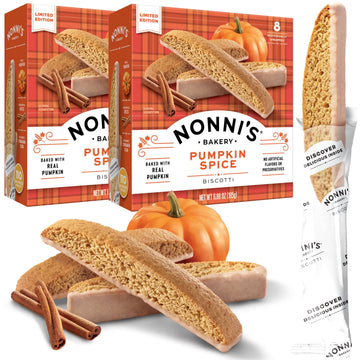 Nonni'S Pumpkin Spice Biscotti Holiday Cookies - 2 Boxes Pumpkin Cookies - Pumpkin Biscotti W/Cinnamon Icing - Biscotti Individu