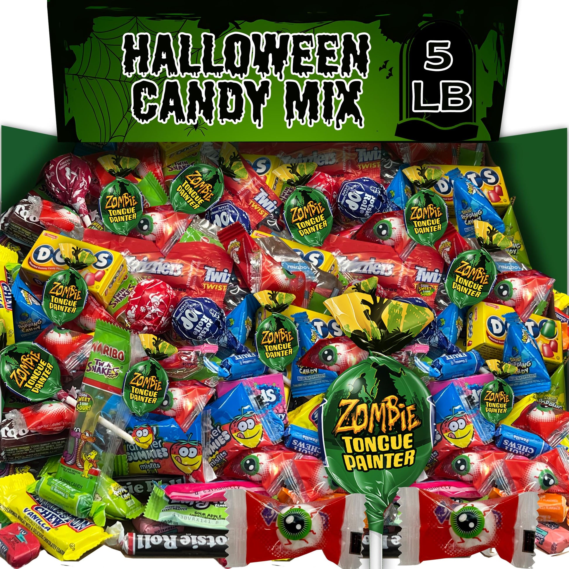 Halloween Chocolate Candy Assortment  5 Lbs Bulk Assorted Variety of Individually Wrapped Kids Candy  Includes Bubble Gum Eyeballs  Gummy Snakes  Assorted Tootsee Roll for Trick or Treat Goodie Bags