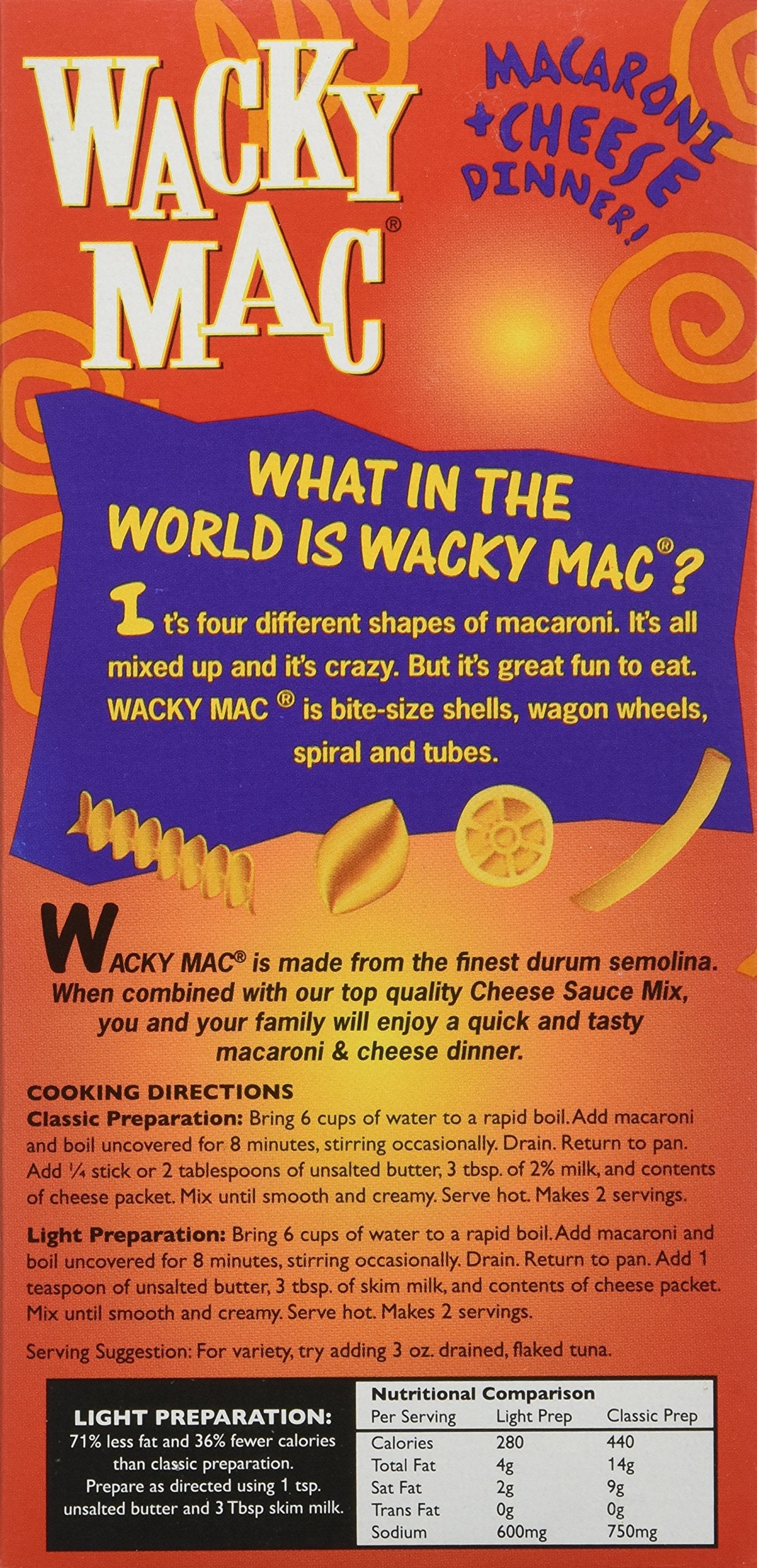 FOULDS Wacky Mac Macaroni & Cheese Dinner, 5.5-Ounce Boxes, Pack of 8