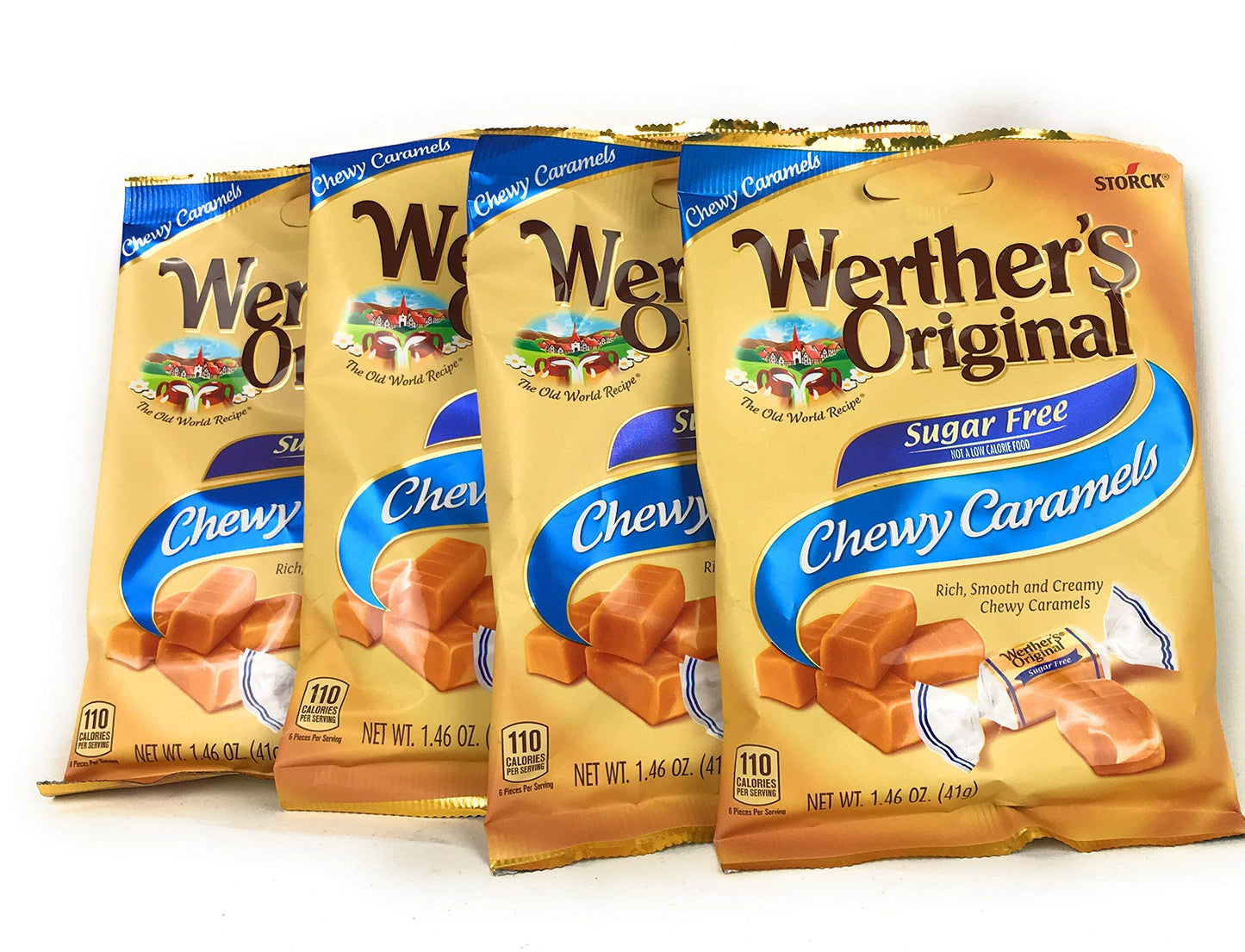 Werther'S Chewy Caramels Candies Original Sugar Free, 1.46 Ounce Pack Of 4