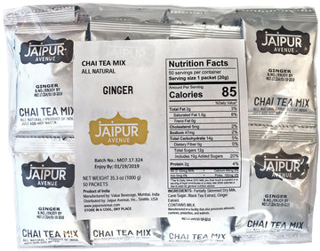 Jaipur Avenue Ginger Chai Tea Mix Crafted with All-Natural Assam Black Tea, Ginger, Cane Sugar, and Premium Dry Milk - Preservat