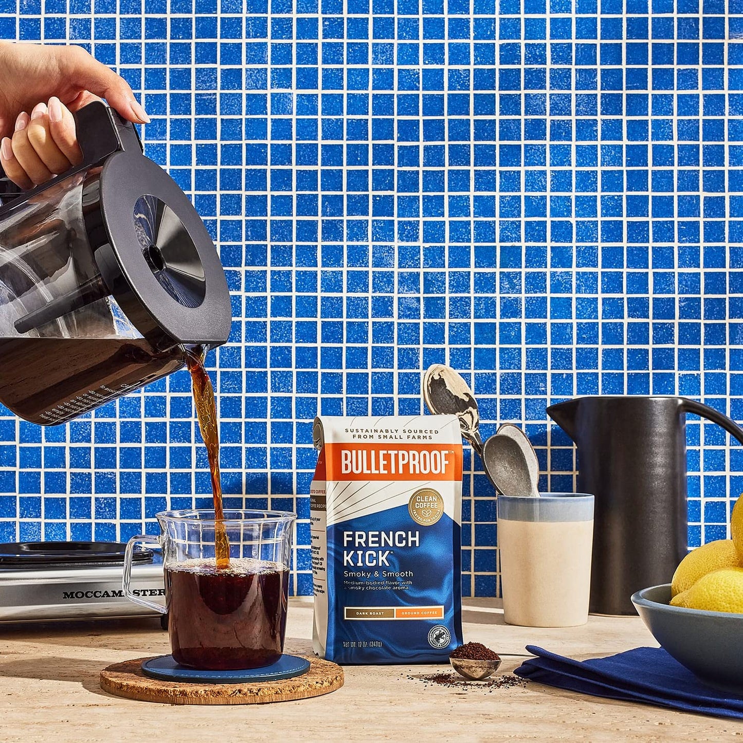 Bulletproof French Kick Dark Roast Ground Coffee, 12 Ounces, 100% Arabica Coffee Sourced From Central And South America