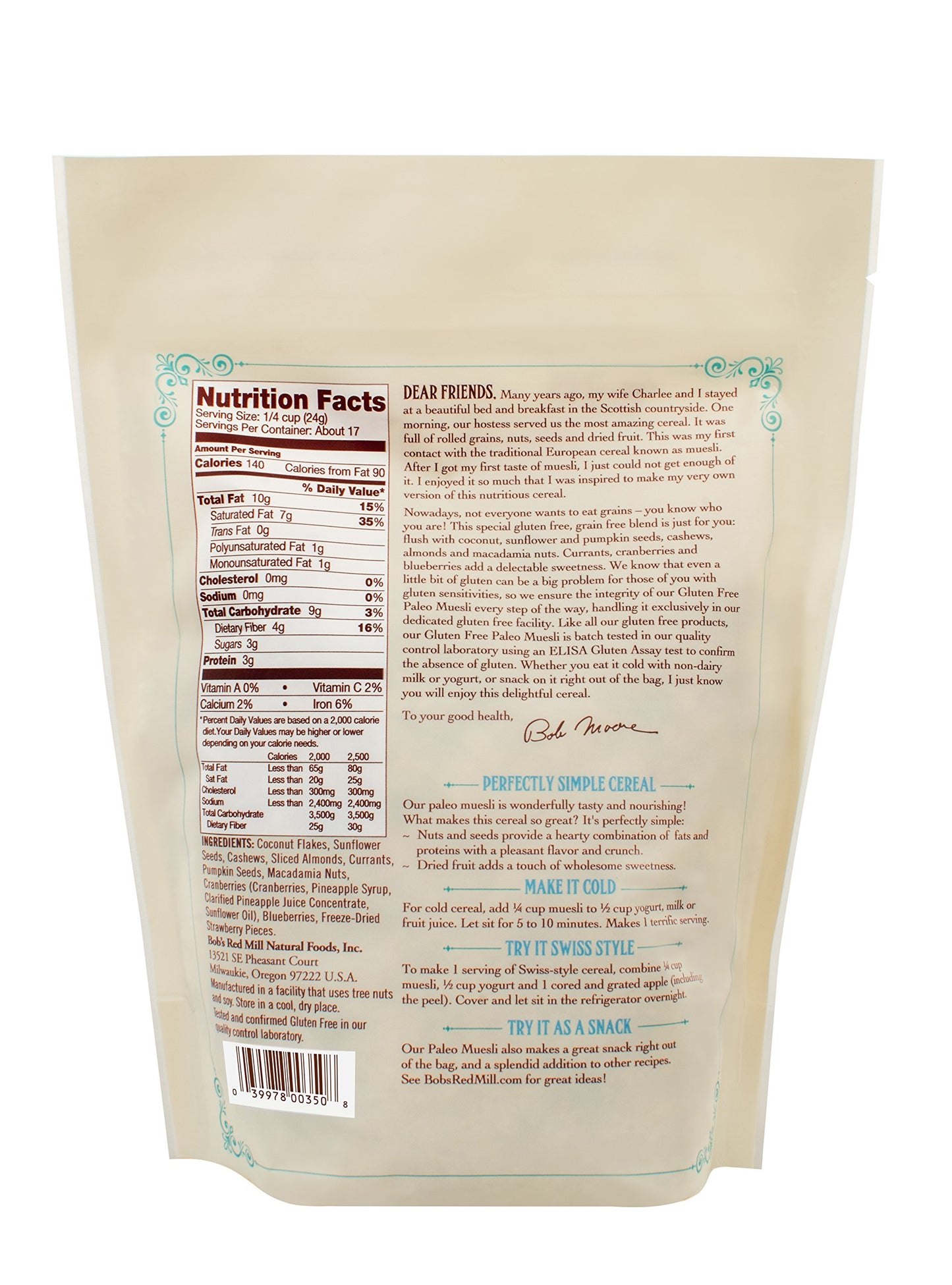 Bobs Red Mill Paleo Muesli, 14oz (Pack of 4) - Non GMO, Gluten Free, Vegan, Paleo Friendly, Kosher