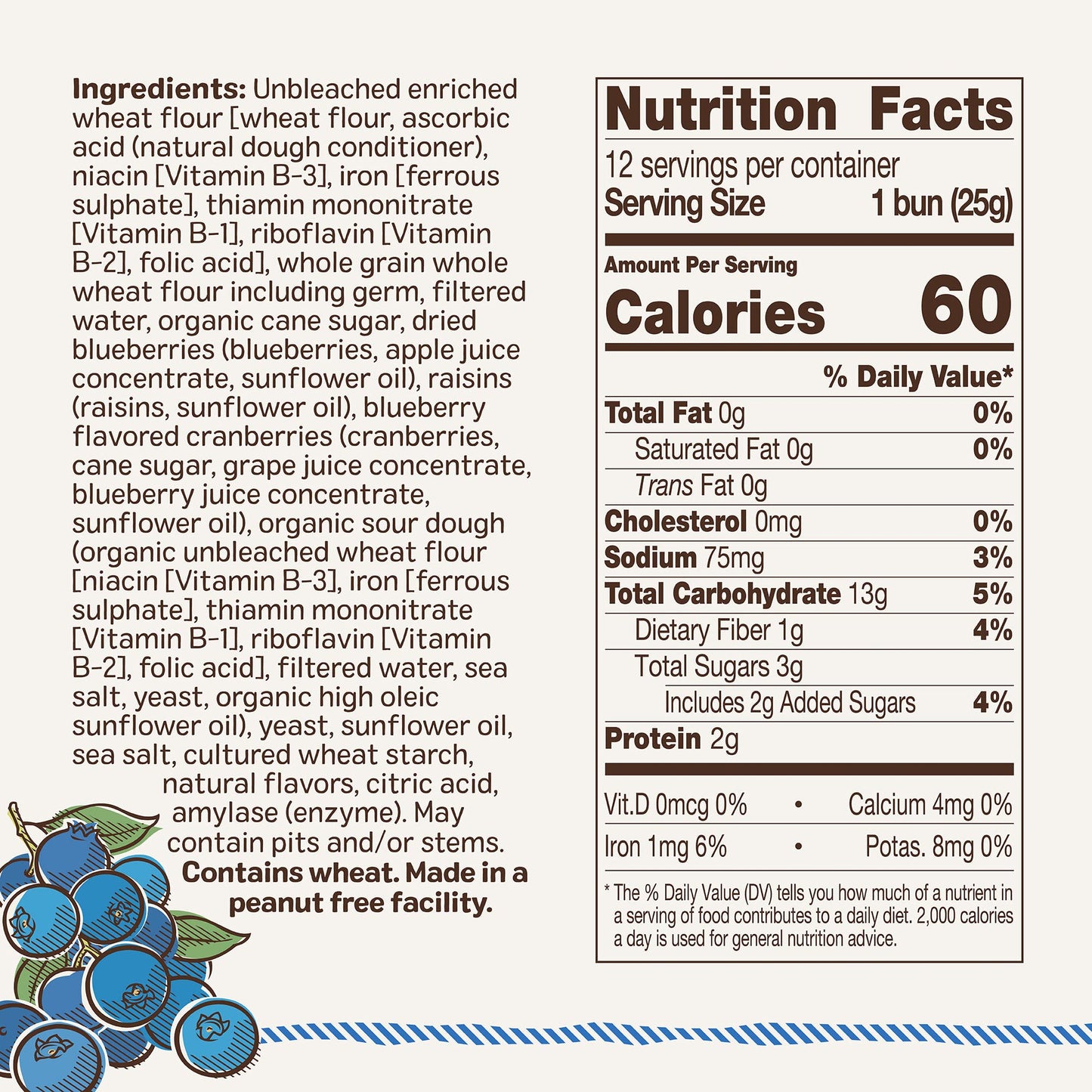 Ozery Bakery Blueberry Muffin Snacking Rounds, Allergen Free, Vegan, Made with Real Fruit, Snack Buns, 12 Buns Per Bag, Pack of