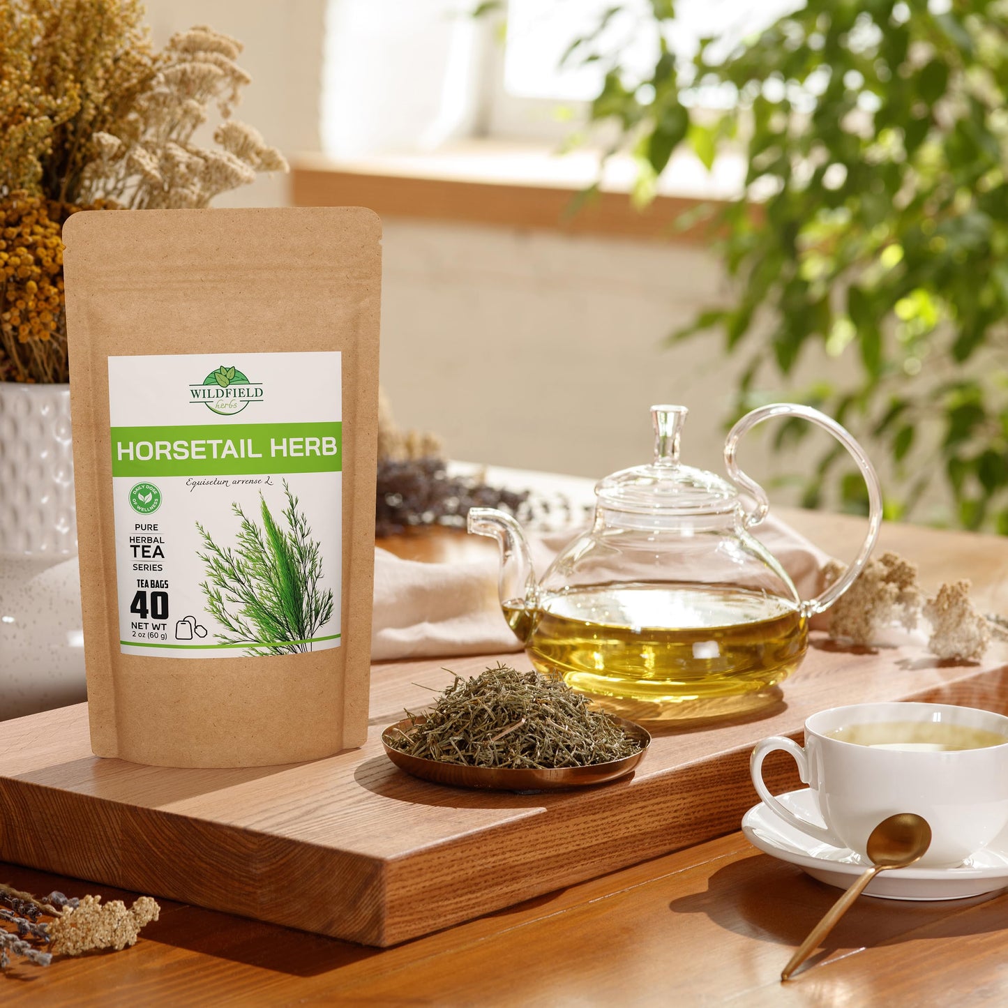 20 Bags Dried Horsetail Herb Tea Shavegrass Cola De Caballo Hierba Cavalinha Tea (Equisetum Arvense) - 20 Count 1.5 G Bags Horse