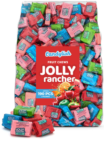Jolly Ranchers Chews - Premium Assorted Fruit Flavors Bulk Candy, 2 Lb Party Pack, 5 Flavor Assorted - Approx. 190 Individually