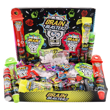 Brain Blasterz Large Sour Candy Variety Pack, Halloween Candy Box, Sour Candy Gift Box W/ 22 Pcs, Sour Sweets, Unique Candy Vari