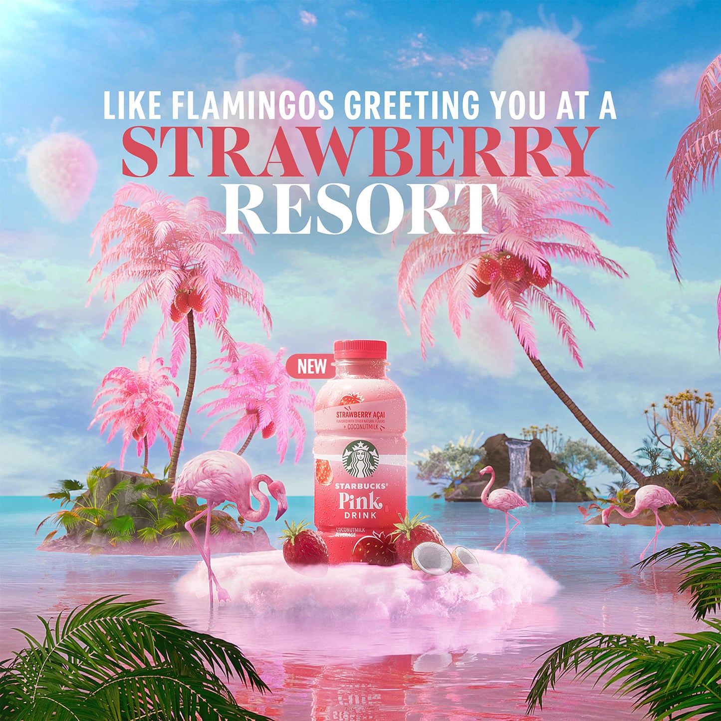 Starbucks Pink & Paradise Drink, 2 Flavor Variety Pack, Coconut Milk, 14Oz Bottles (12 Pack)