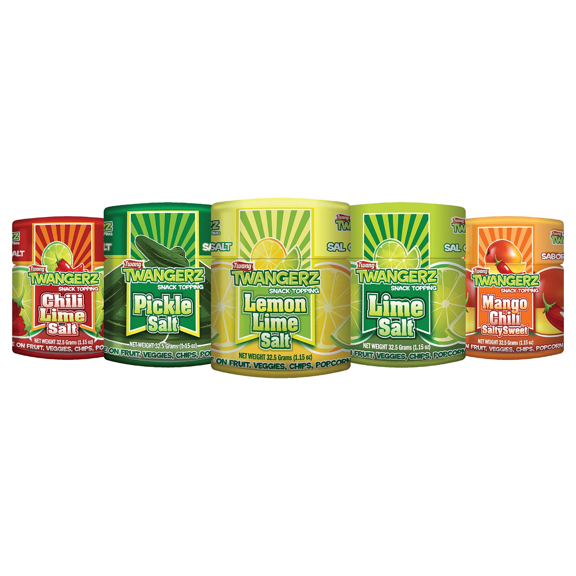 Twangerz Variety Seasoning Salt Snack Topping, 1.15 Ounce Shaker (Set Of 5)