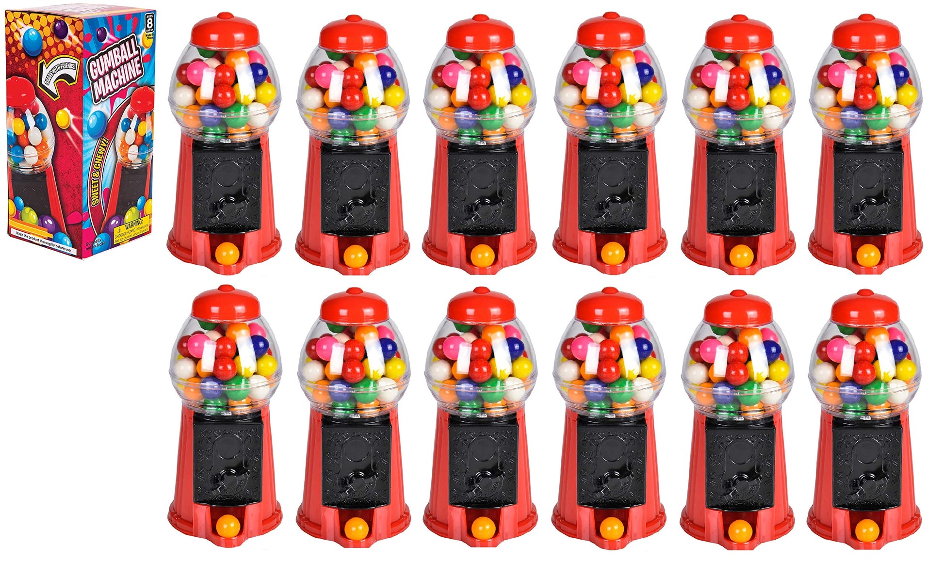 6.5'' Bubble Gum Gumball Machine (12 Pack)