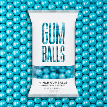 Candy Envy - Shimmer Light Blue 1'' Gumballs - 2Lb Bag - Approximately 113 Gumballs Per Bag