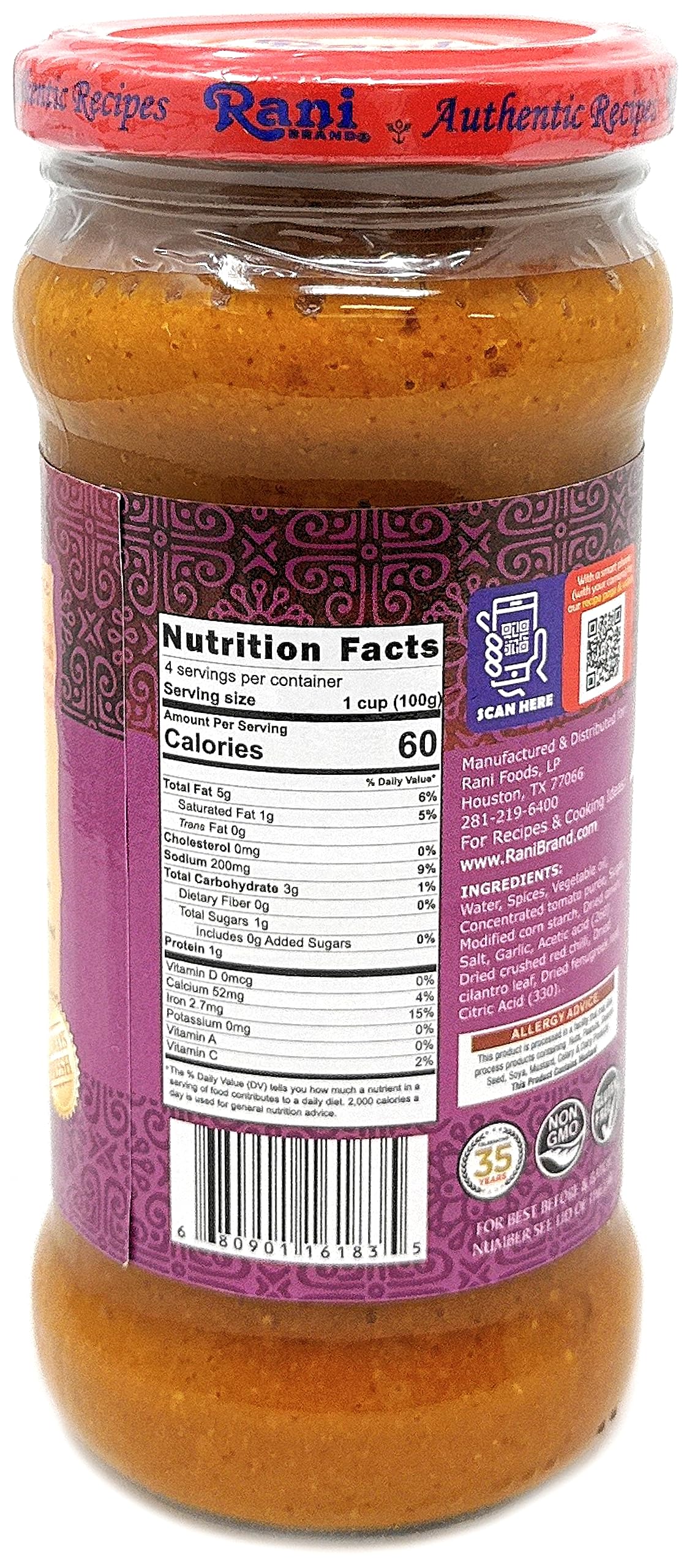 Rani Vindaloo Curry Vegan Simmer Sauce (Spicy Tomato, Red Peppers & Spices) 14Oz (400G) Glass Jar ~ Easy To Use | Vegan | No Col