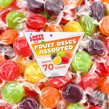 Assorted Fruit Discs | 1 Pound Bag - Approx. 70 Count | Hard Candy Bulk