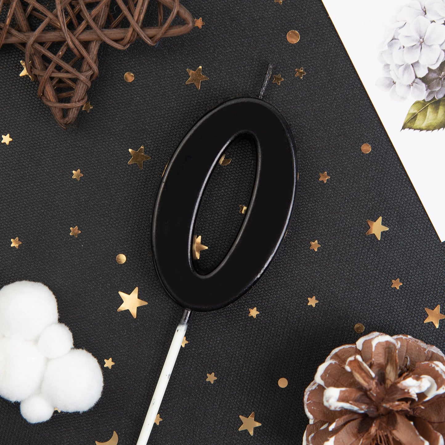 PHD CAKE Modern Black Birthday Candles, 0 Inch Number Cake Candles for Party Celebration