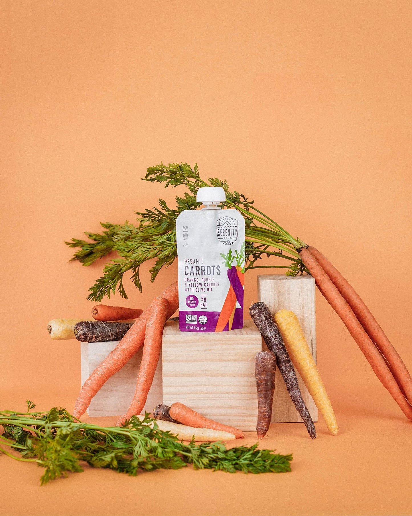 Serenity Kids 6+ Usda Months Organic Carrot Veggie Puree Baby Food Pouches - 3.5 Oz Pack Of 12 - Organic, Bpa-Free & Allergen Free - No Sugary Fruits & No Added Sugar - 3.5 Oz, 12 Pack