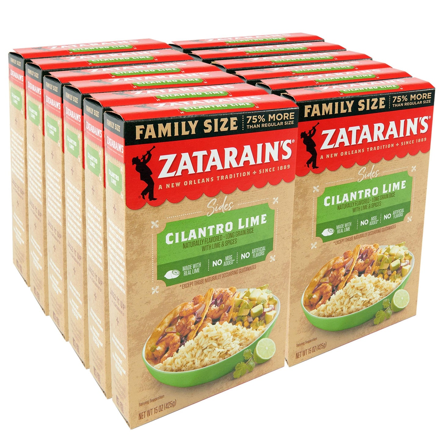 Zatarain s Family Size Cilantro Lime Rice, 15 oz (Pack of 12)