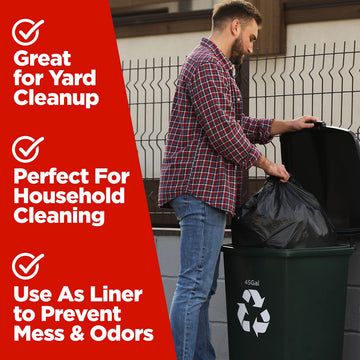 Toughbag 40-45 Gallon Trash Bags, 40 X 48'' Black Garbage Bags (125 Count) - Outdoor Industrial Garbage Can Liner For Commercial