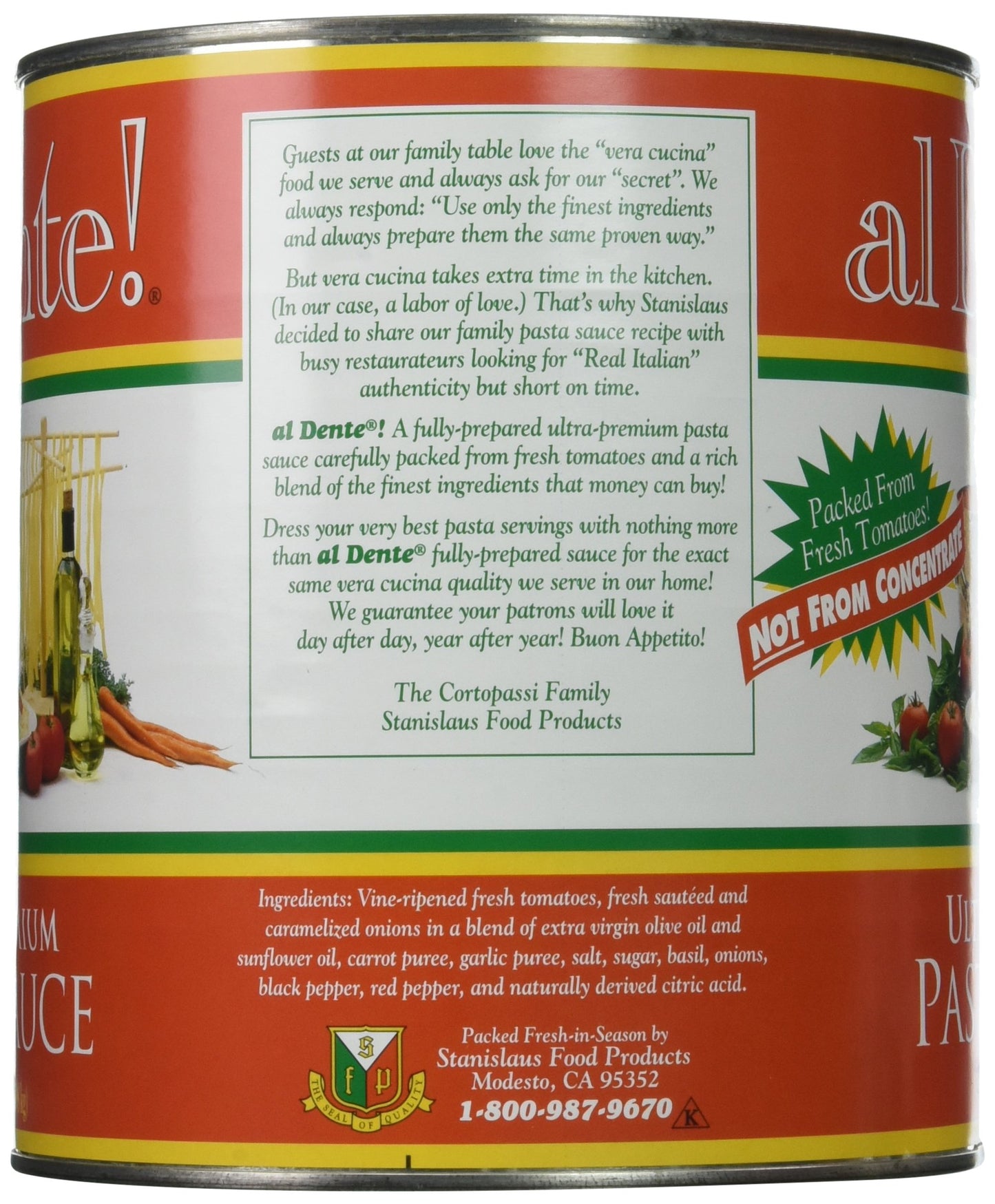 Al Dente Ultra Premium Pasta Sauce, 6-Pound 9-Ounce No. 10 Can