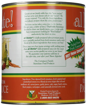 Al Dente Ultra Premium Pasta Sauce, 6-Pound 9-Ounce No. 10 Can