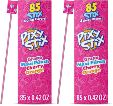 Wonka Pixy Stix Powder Candy-filled Straws, Sweet and tart candy, Springtime Easter Candy, 0.42 oz (85 Count) (Pack of 2)