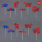 36 Pcs Class Of 2025 Graduation Cupcake Toppers, Red & Blue Glitter Double-Sided Grad Cap Cake Picks For Party Supplies, 2025 Gr