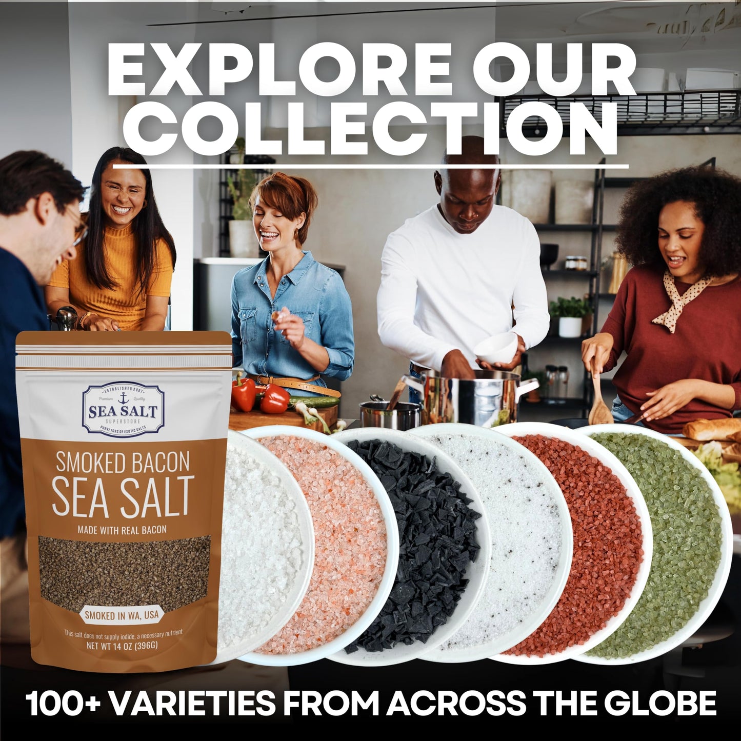 Sea Salt Superstore Bacon Seasoning, Alderwood Smoked Sea Salt, 5 oz Bag