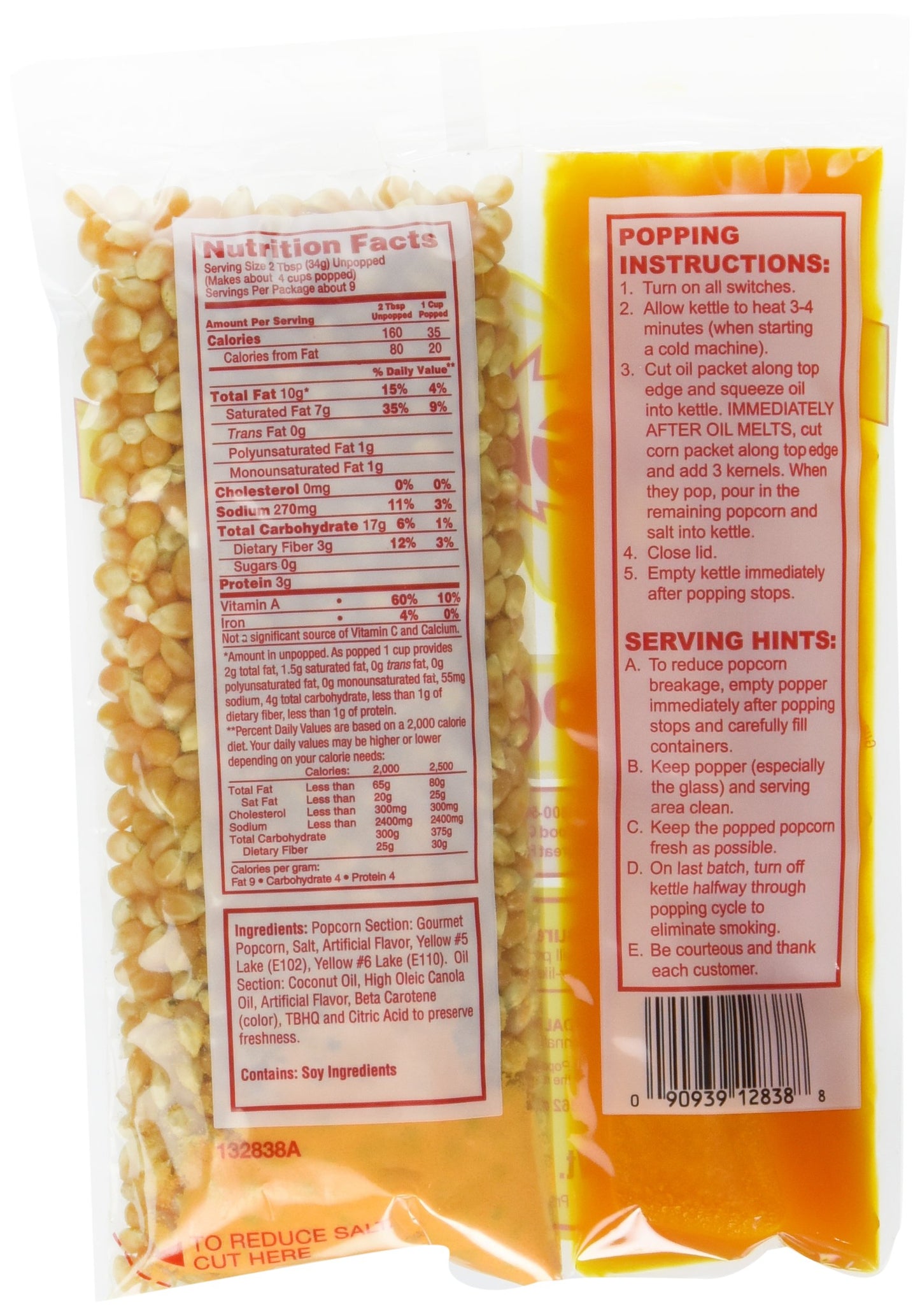 Gold Medal Products Co 24Ct Coconut Oil Kit 2838 Popcorn (10.6Oz Of Kernels; Pre-Measured For 8Oz Kettles)