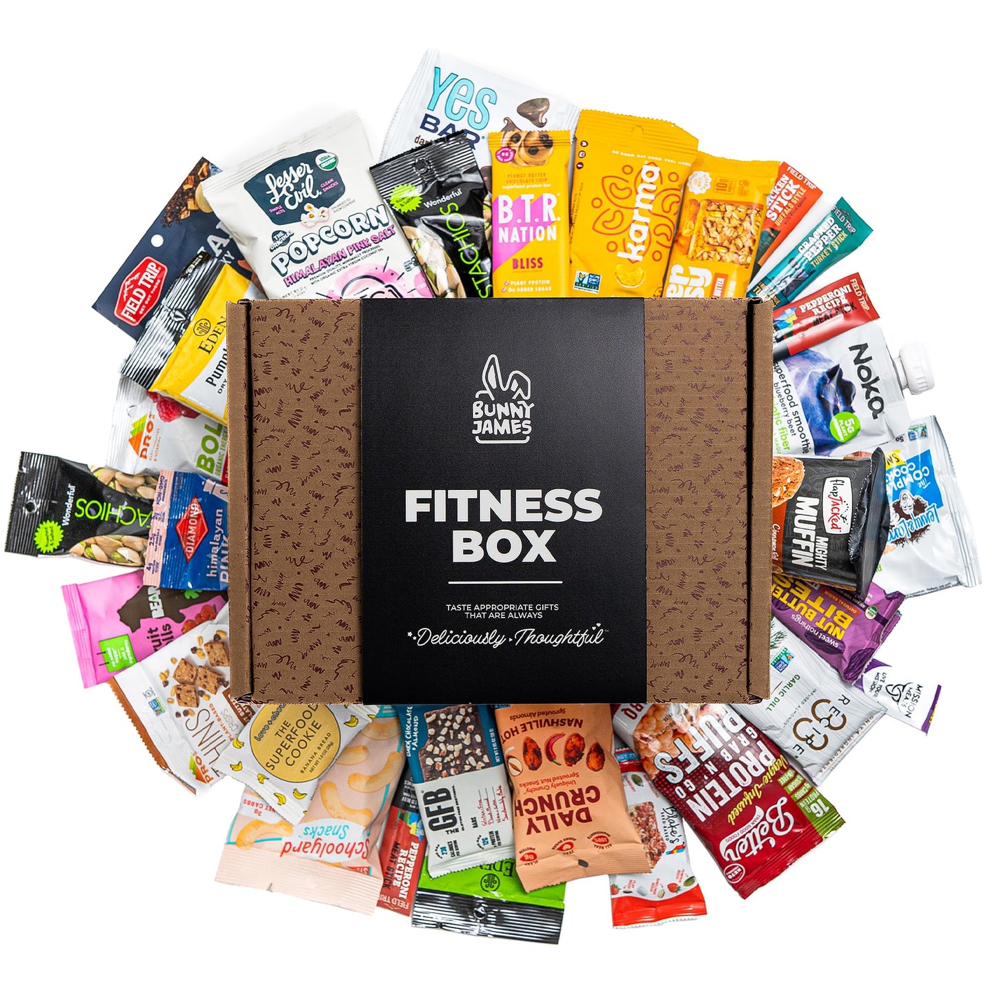 High Protein Healthy Snacks Fitness Box: Mix Of Natural Organic Non-Gmo Protein Bars Cookies Granola Mix Jerky Nuts Premium Care