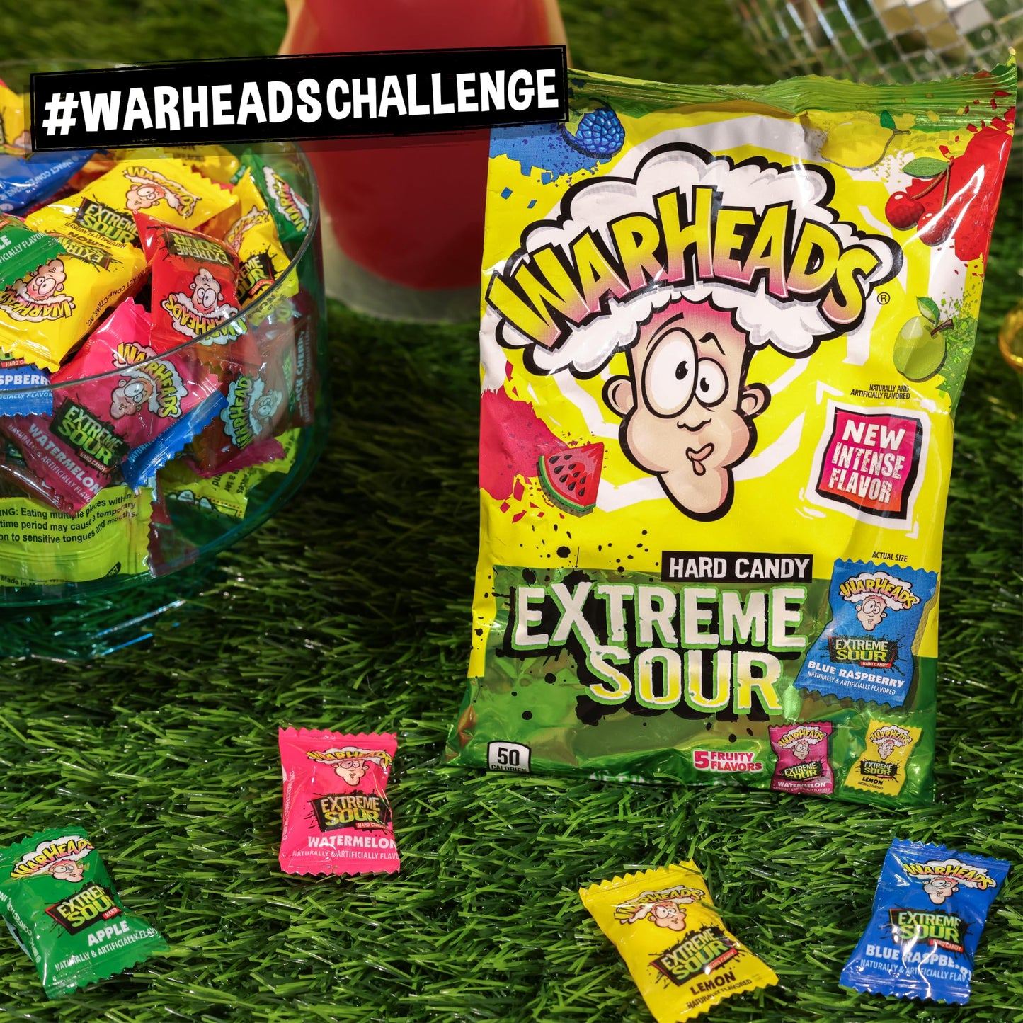 Warheads - Extreme Sour Hard Candy - Sour Apple, Black Cherry, Blue Raspberry, Lemon & Watermelon Flavors - 3.25 Oz. Bag